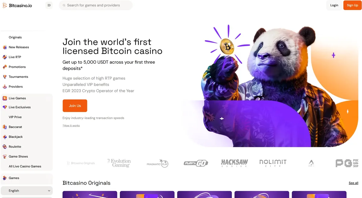 La portada de Bitcasino.io