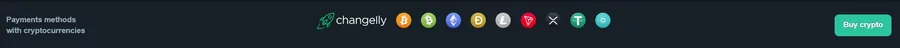La franja de pagos de Vave con iconos de monedas y un botón para comprar cripto